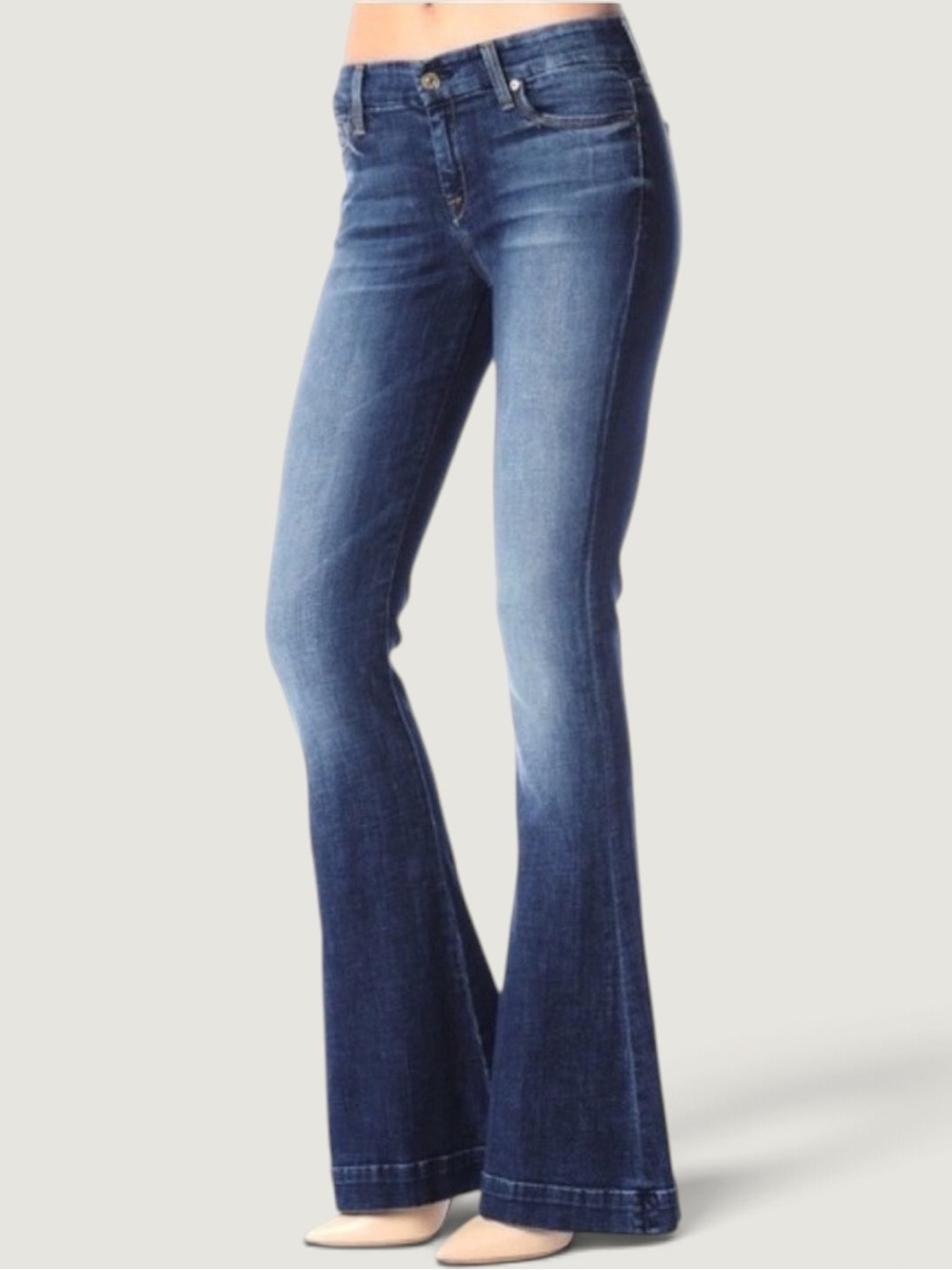 7 For All Mankind Jiselle Flare Jeans Low Rise Blue Wash Bootcut Y2K US 28